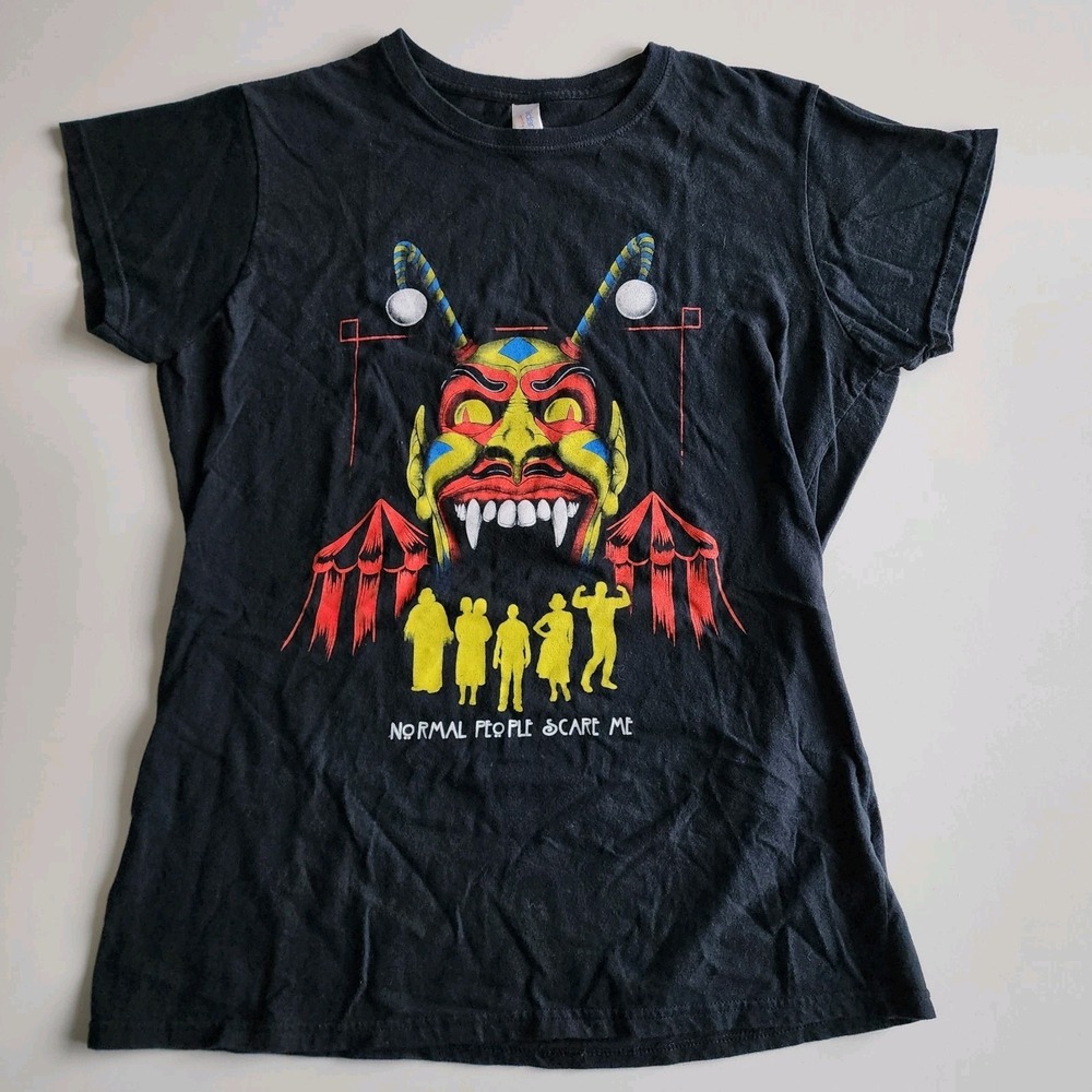 American Horror Story Graphic Tee Womens XL Black Normal People Scare Me Freak